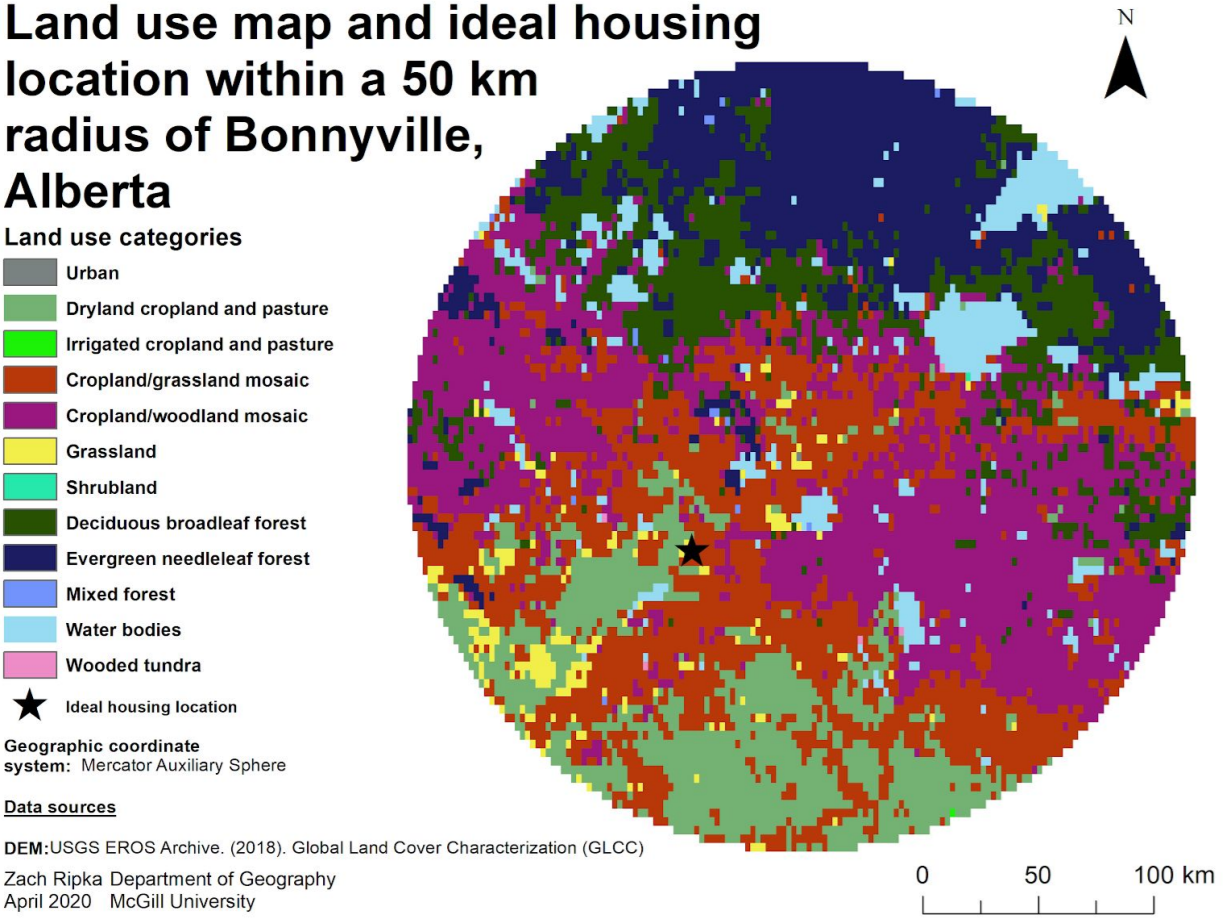 a map showing land use near Bonnyville Alberta